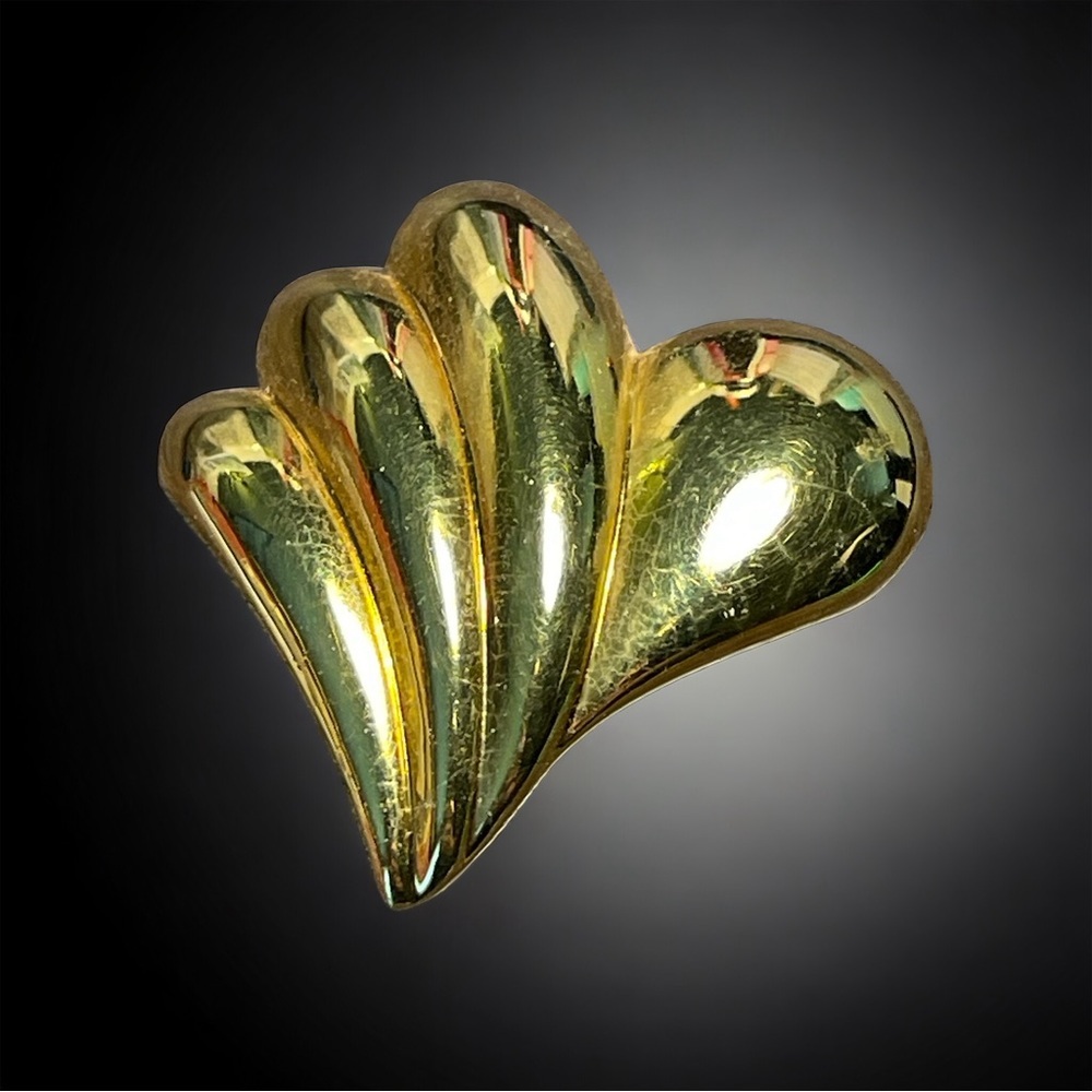 Napier Gold Tone Abstract Scalloped Heart Brooch Vintage Brooch